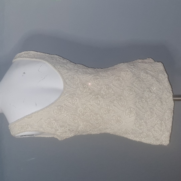 Vintage Pearl cream beaded top vintage size Large - Picture 8 of 10